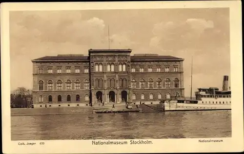 Ak Stockholm Schweden, Nationalmuseum, Dampfer