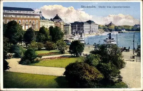 Ak Stockholm Schweden, Utsikt fran Operaterrassen