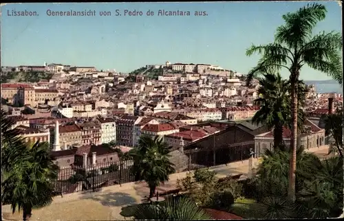 Ak Lisboa Lissabon Portugal, Generalansicht von S. Pedro de Alcantara aus