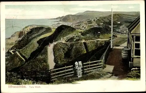 Ak Ilfracombe Devon England, Tors Walk