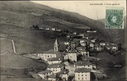 Ak Luzaide Valcarlos Navarra Spanien, Vista general, Totalansicht, Ort, Kirche