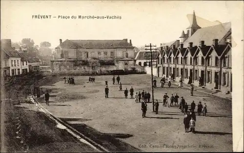 Ak Frevent Pas de Calais, Place du Marche aux Vaches