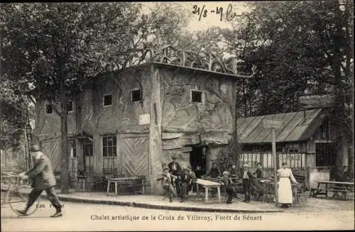 Ak Forêt de Sénart Essonne, Chalet artistique de la Croix de Villeroy