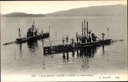 Ak Französische U Boote, Alose, Thon, sous marins en observation