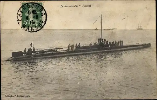 Ak Französisches U Boot, Floreal, sous marin