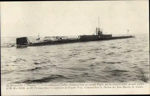 Ak Französisches U-Boot, Pluviose, sous marin