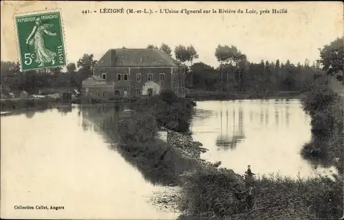 Ak Lézigné Maine-et-Loire, L'Usine d'Ignerel sur la Riviere du Loir