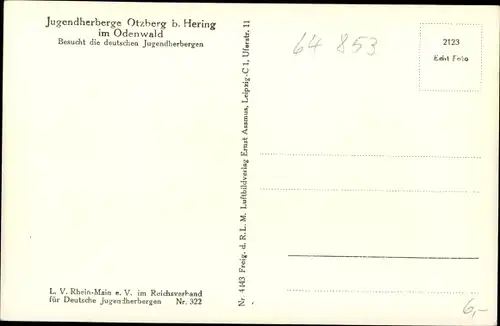 Ak Hering Otzberg im Odenwald, Jugendherberge, Ort, Fliegeraufnahme