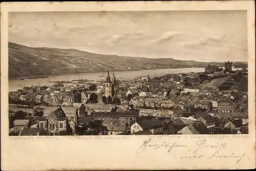 Ak Bingen am Rhein, Gesamtansicht, Burg Klopp