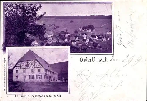 Ak Unterkirnach im Schwarzwald, Gasthaus zum Stadthof, Blick auf den Ort