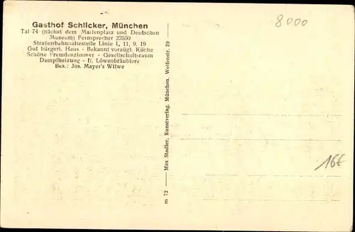 Ak München Bayern, Gasthof Schlicker