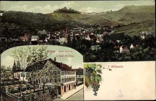 Ak Uhlbach Stuttgart am Neckar, Gasthof zum Lamm, Blick auf den Ort