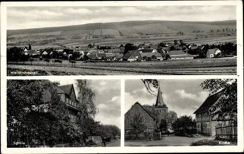 Ak Woltershausen in Niedersachsen, Gesamtansicht, Schule, Kirche