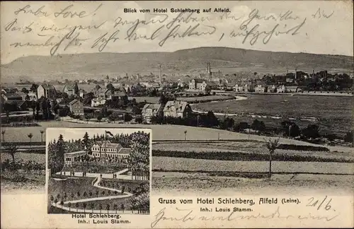 Ak Alfeld an der Leine, Gesamtansicht, Hotel Schlehberg