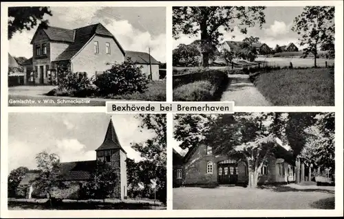 Ak Bexhövede Loxstedt in Niedersachsen, Kirche, Gasthaus, Gemischtwaren
