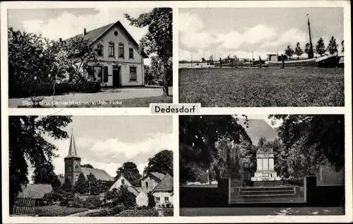 Ak Dedesdorf Loxstedt in Niedersachsen, Kirche, Hafen, Ehrenmal, Gemischtwaren Gustav Bode