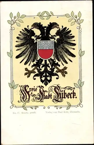 Wappen Ak Lübeck in Schleswig Holstein, Stadtwappen, Freie Stadt Lübeck