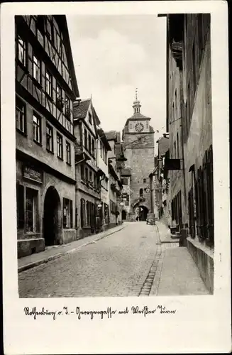 Ak Rothenburg ob der Tauber Mittelfranken, Georgengasse, Weißer Turm