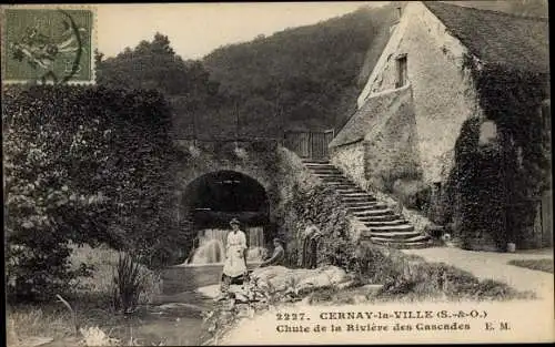 Ak Cernay la Ville Yvelines, Chute de la Riviere des Cascades