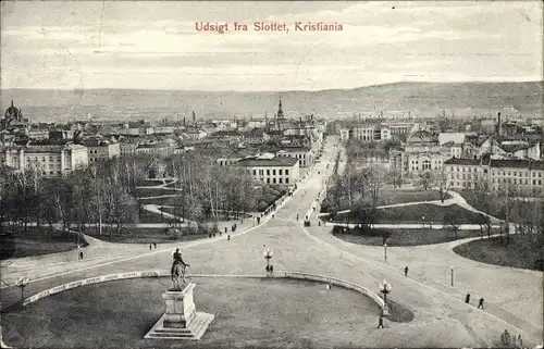 Ak Kristiania Christiania Oslo Norwegen, Udsigt fra Slottet