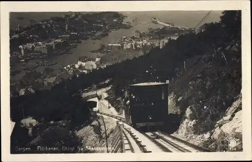 Ak Bergen Norwegen, Flöibanen, Utsigt fra Skansemyren, Standseilbahn