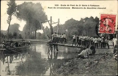 Ak Fampoux Pas de Calais, Ecole du Pont du 3e Genie, Pont de circonstance