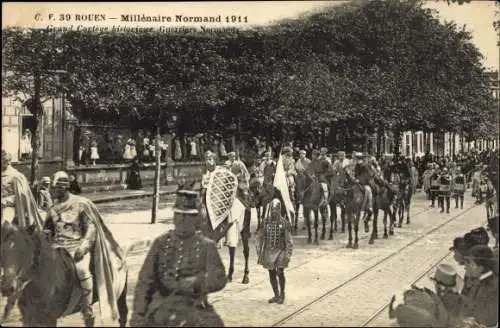 Ak Rouen Seine Maritime, Millenaire Normand 1911, Grand Cortege historique, Guerriers Normands