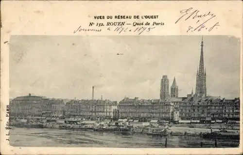 Ak Rouen Seine Maritime, Quai de Paris