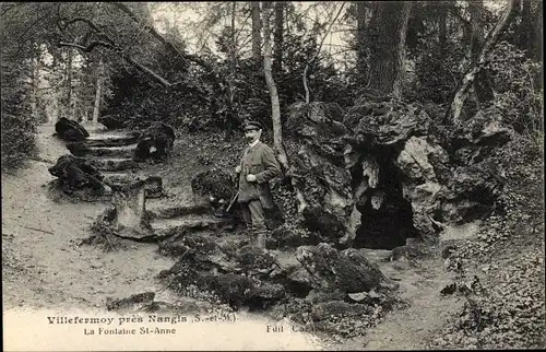 Ak Villefermoy Seine et Marne, La Fontaine St. Anne, Jäger