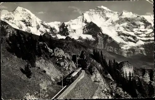 Ak Interlaken Kanton Bern Schweiz, Schynige Platte Bahn, Mönch und Jungfrau