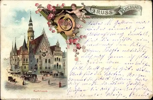 Litho Wrocław Breslau Schlesien, Rathaus