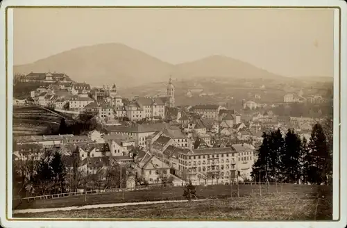 Kabinettfoto Baden Baden am Schwarzwald, 1881, Gesamtansicht, Mercur, Kirche