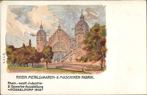 Künstler Litho Nikutowski, E., Düsseldorf, Rhein. westf. Industrie und Gewerbeausstellung 1902
