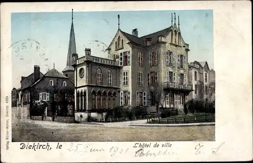 Golden Windows Leuchtfenster Ak Diekirch Luxemburg, Hotel de Ville