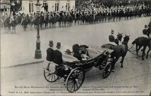 Ak Bruxelles Brüssel, Prinzessin Victoria Luise von Preußen, Kaiserin, Kutsche, Besuch 1910