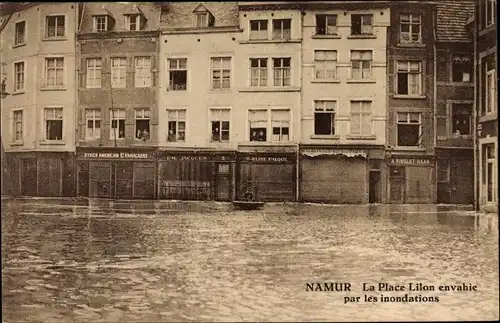 Ak Namur Wallonien, La Place Lilon envahie par les inondations, Hochwasser