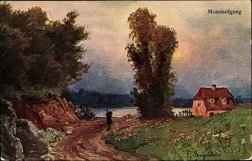 Künstler Ak Bayerlein, F., Mondaufgang