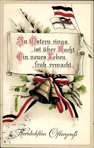 Ak Glückwunsch, Ostern, Glocken, Reichsflagge, 1. WK