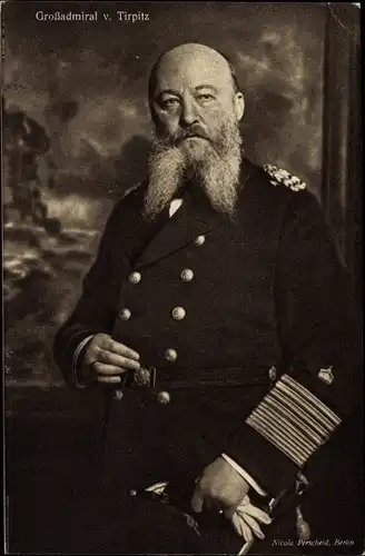 Ak Großadmiral Alfred von Tirpitz, Nachfolger Hollmanns, Portrait, Wohlfahrtskarte
