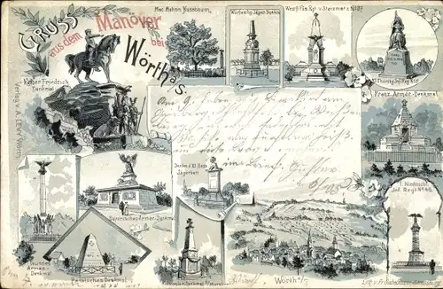 Litho Wœrth sur Sauer Woerth Wörth an der Sauer Elsass Bas Rhin, Gruß aus dem Manöver, Denkmal