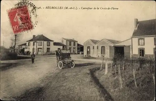 Ak Bégrolles Maine et Loire, Carrefour de la Croix de Pierre