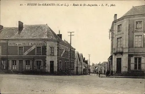 Ak Bécon les Granits Maine et Loire, Route de Saint Augustin, Hotel des Trois Marchands