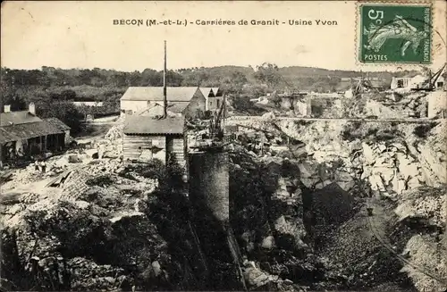 Ak Bécon les Granits Maine et Loire, Carrieres de Granit, Usine Yvon