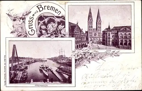 Passepartout Ak Hansestadt Bremen, Freihafen, Dom