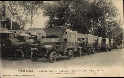 Ak St. Mesme Yvelines, 19e Train des Equipages, Centre instruction Dourdan,Les Camions d'instriction