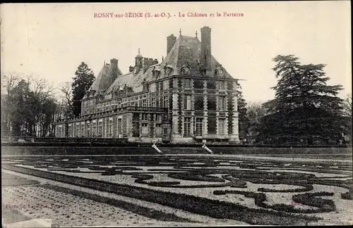 Ak Rosny sur Seine Yvelines, Le Chateau et le Parterre