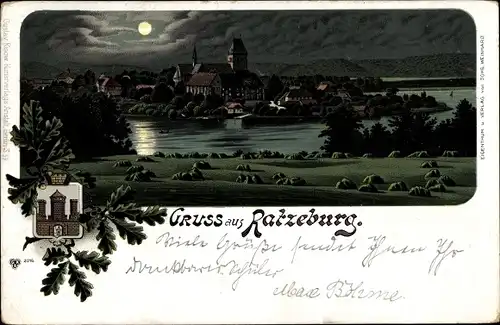 Mondschein Litho Ratzeburg im Herzogtum Lauenburg, Gesamtansicht