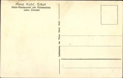 Ak Erfurt in Thüringen, Wein-Restaurant am Kaiserplatz, Rotes Zimmer