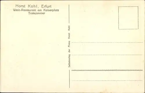 Ak Erfurt in Thüringen, Wein-Restaurant am Kaiserplatz, Trinkzimmer