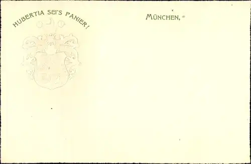 Studentika Präge Wappen Ak München Bayern, Hubertia seis Panier!